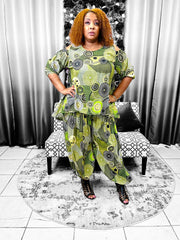 Circle Print Harem Style Pant Set - Multi Colors available Dazzled By B